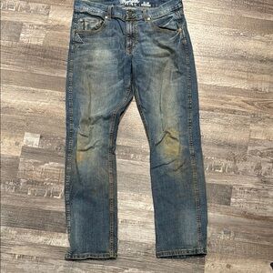 Wrangler Blue Slim Straight Jeans with Worn-In Look